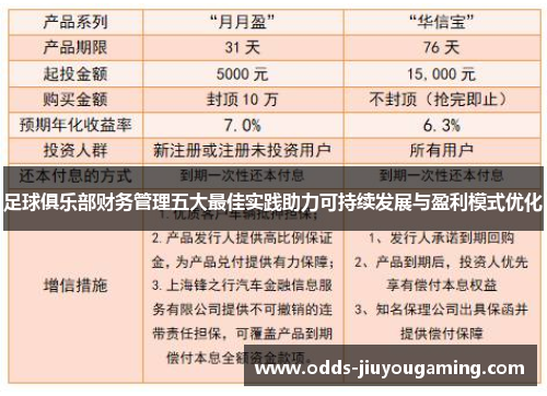 足球俱乐部财务管理五大最佳实践助力可持续发展与盈利模式优化